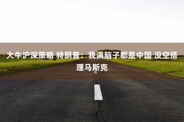 大牛沪深策略 特朗普：我满脑子都是中国 没空搭理马斯克