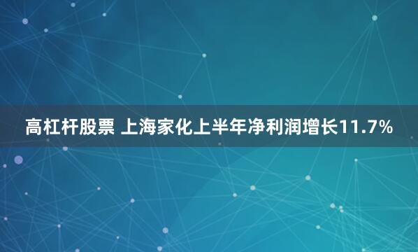 高杠杆股票 上海家化上半年净利润增长11.7%