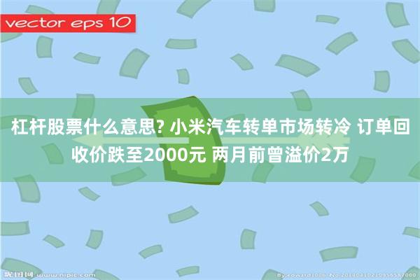 杠杆股票什么意思? 小米汽车转单市场转冷 订单回收价跌至2000元 两月前曾溢价2万
